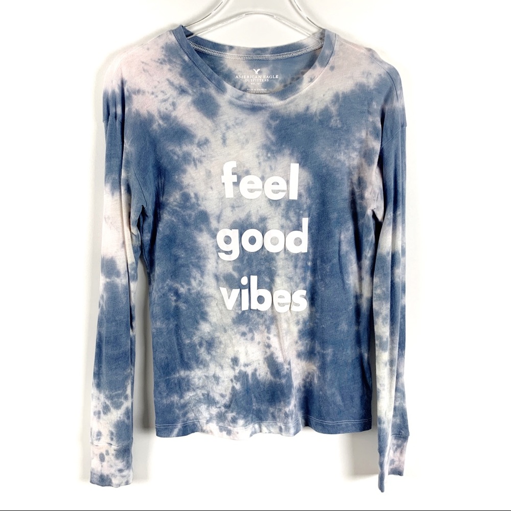 American Eagle Good Vibes Tie Dye Long Sleeve Tee